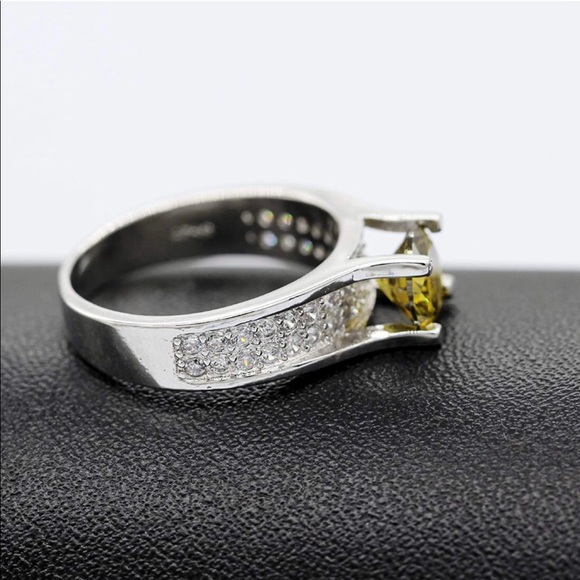 Platinum Plated Round Ring  Cut AAA Cubic Zirconia - Picture 5 of 5